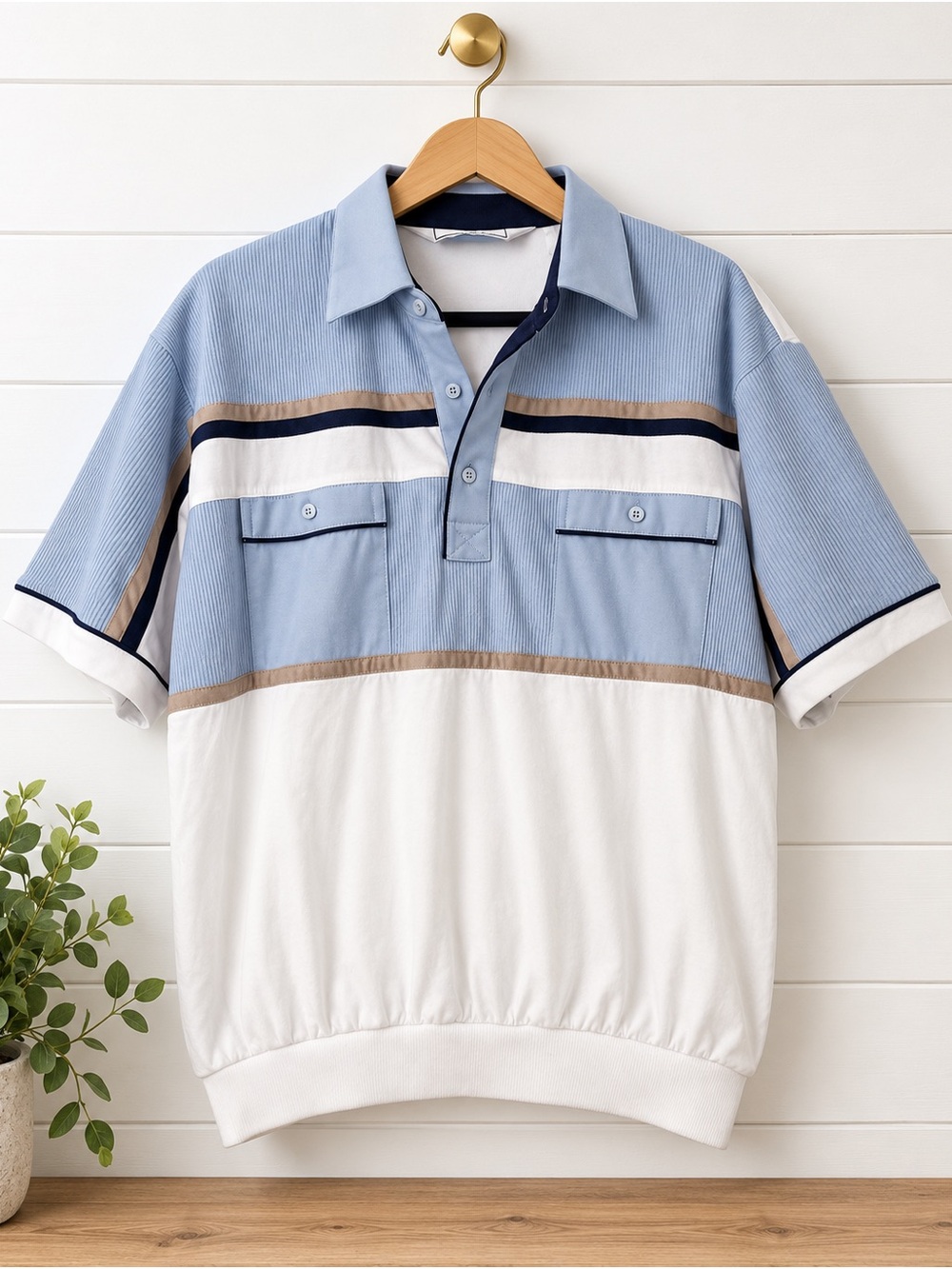 👕 Classics by Palmland Men’s Colorblock Pullover Shirt Large